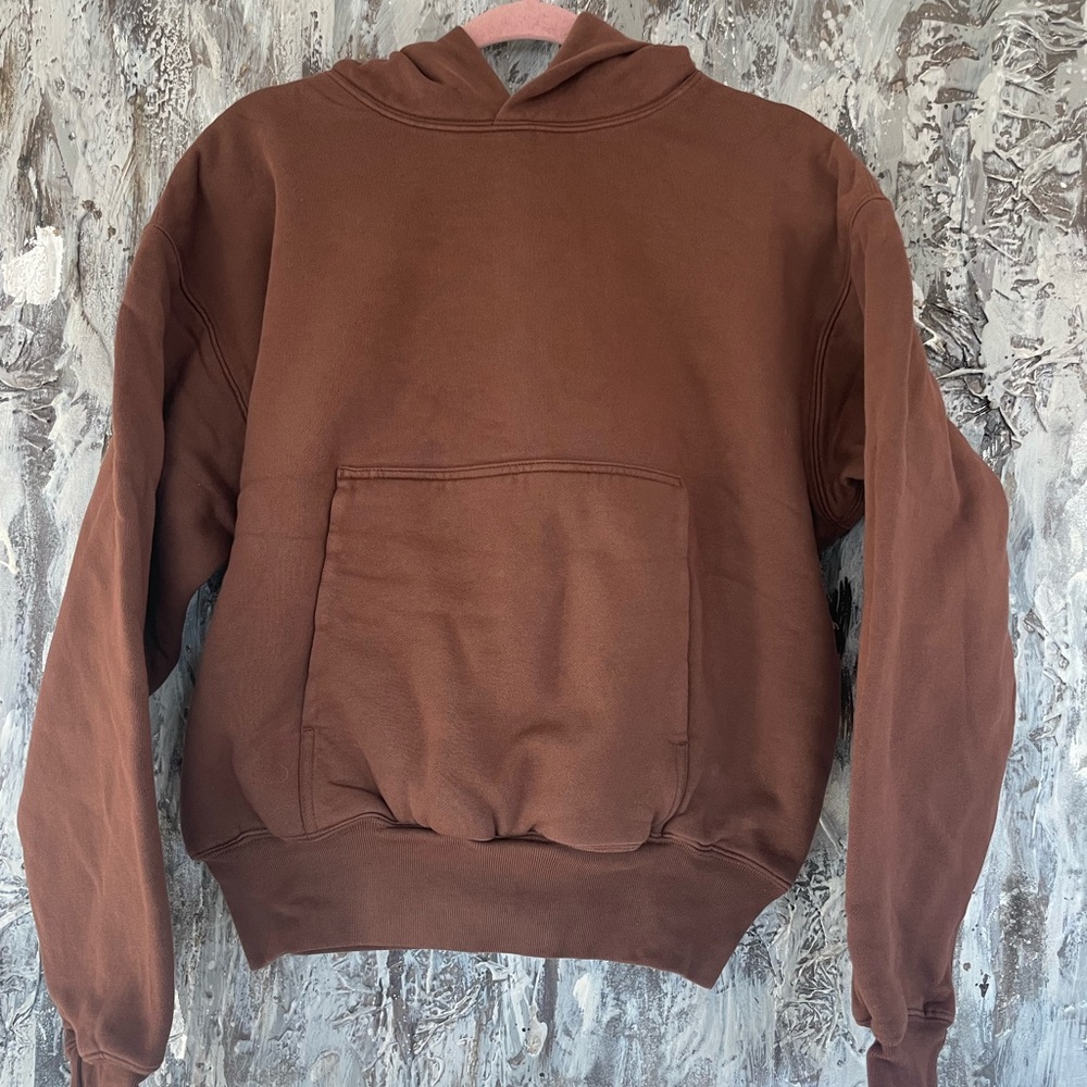 Men's YZY GAP NWOT Double Layer Brown Hoodie Sweatshirt-Small